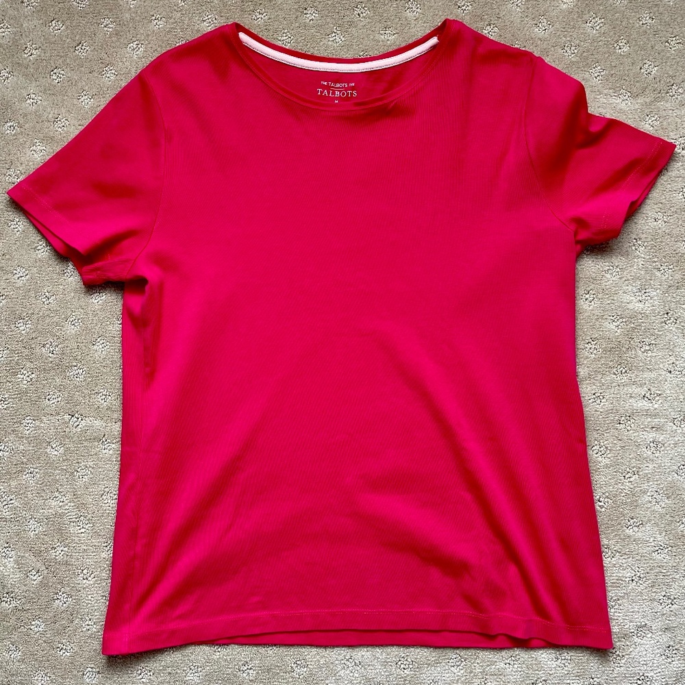 Talbots Women's Crewneck Tee, Size Medium, Bright Pink